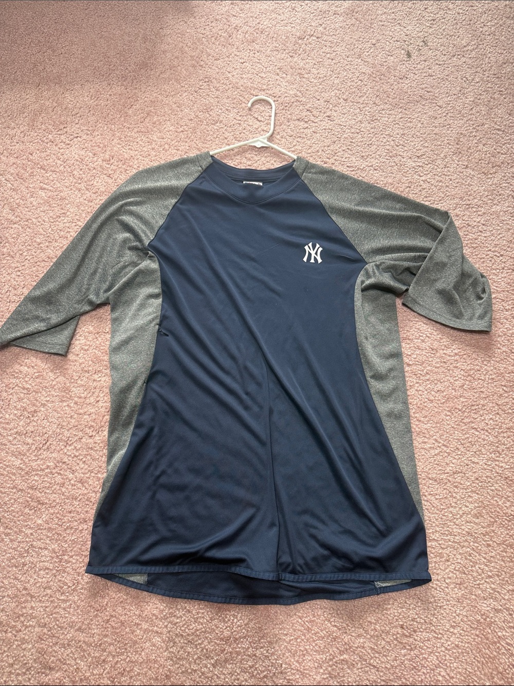 Majestic Navy Baseball Raglan with Gray Sleeves